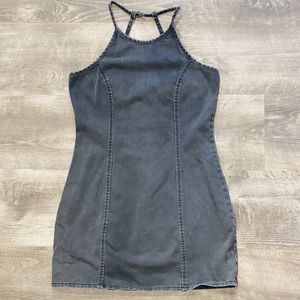 THE CASSETTE SOCIETY // black denim mini dress